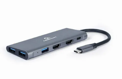 Видеоадаптер Cablexpert A-CM-COMBO3-01, USB Type-C - USB Type-A, USB Type-C, HDMI, Серый