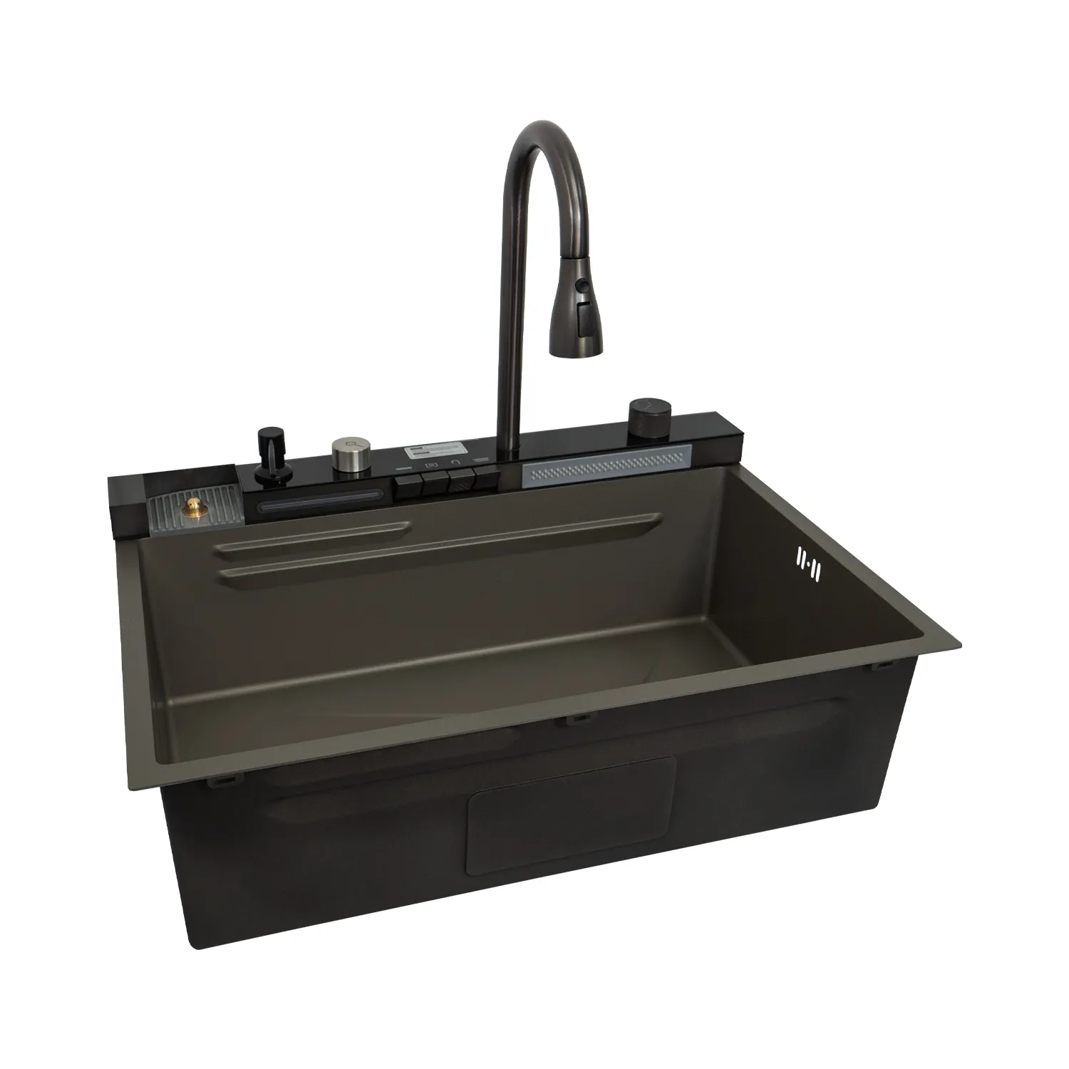 Кухонная мойка handmade SanDonna HD7550 (Чёрный) с регулируемым каскадным смесителем