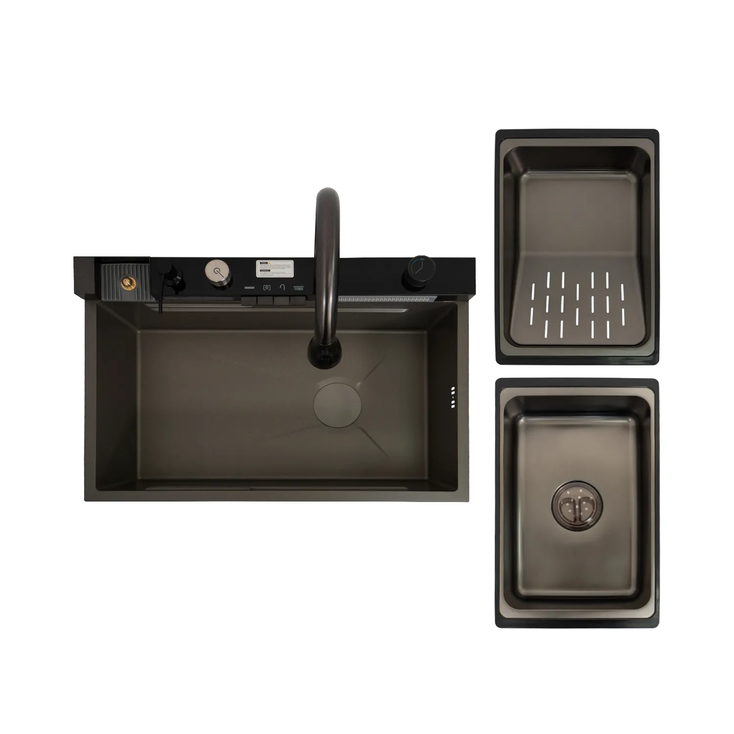 Кухонная мойка handmade SanDonna HD7550 (Чёрный) с регулируемым каскадным смесителем