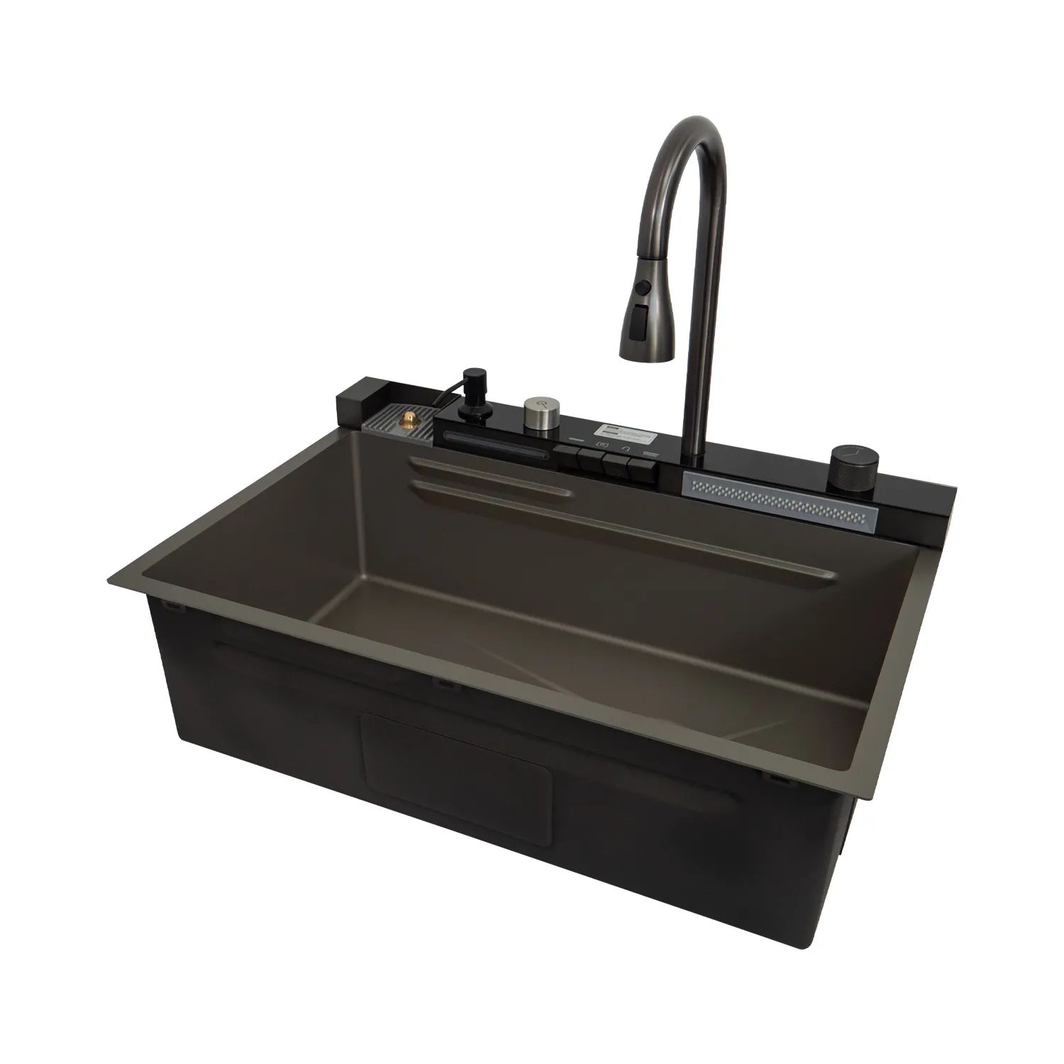 Кухонная мойка handmade SanDonna HD7550 (Чёрный) с регулируемым каскадным смесителем