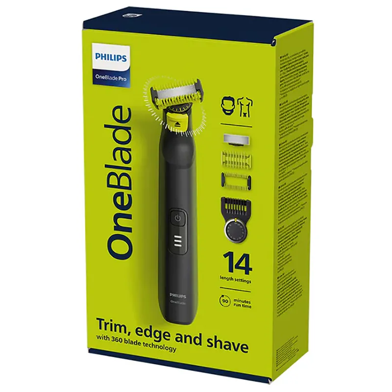 Trimmer pentru bărbați Philips OneBlade Pro 360 QP6541/15, Negru | Verde