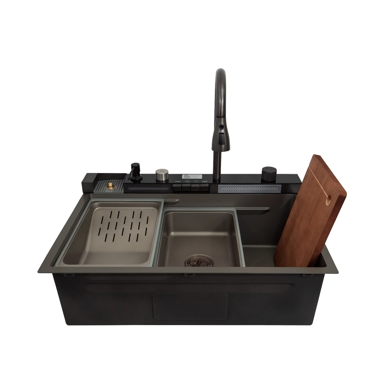 Кухонная мойка handmade SanDonna HD7550 (Чёрный) с регулируемым каскадным смесителем
