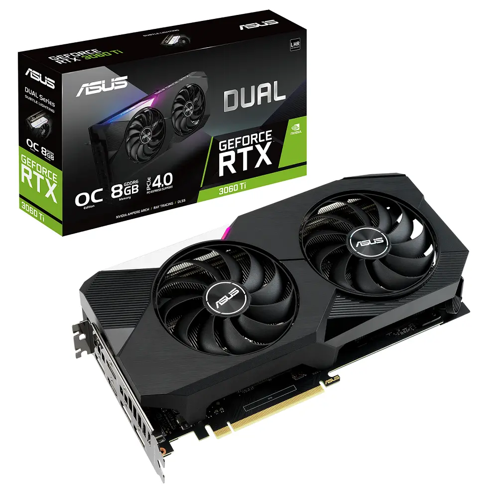 Видеокарта ASUS DUAL-RTX3060TI-O8G-V2,  8GB GDDR6 256бит