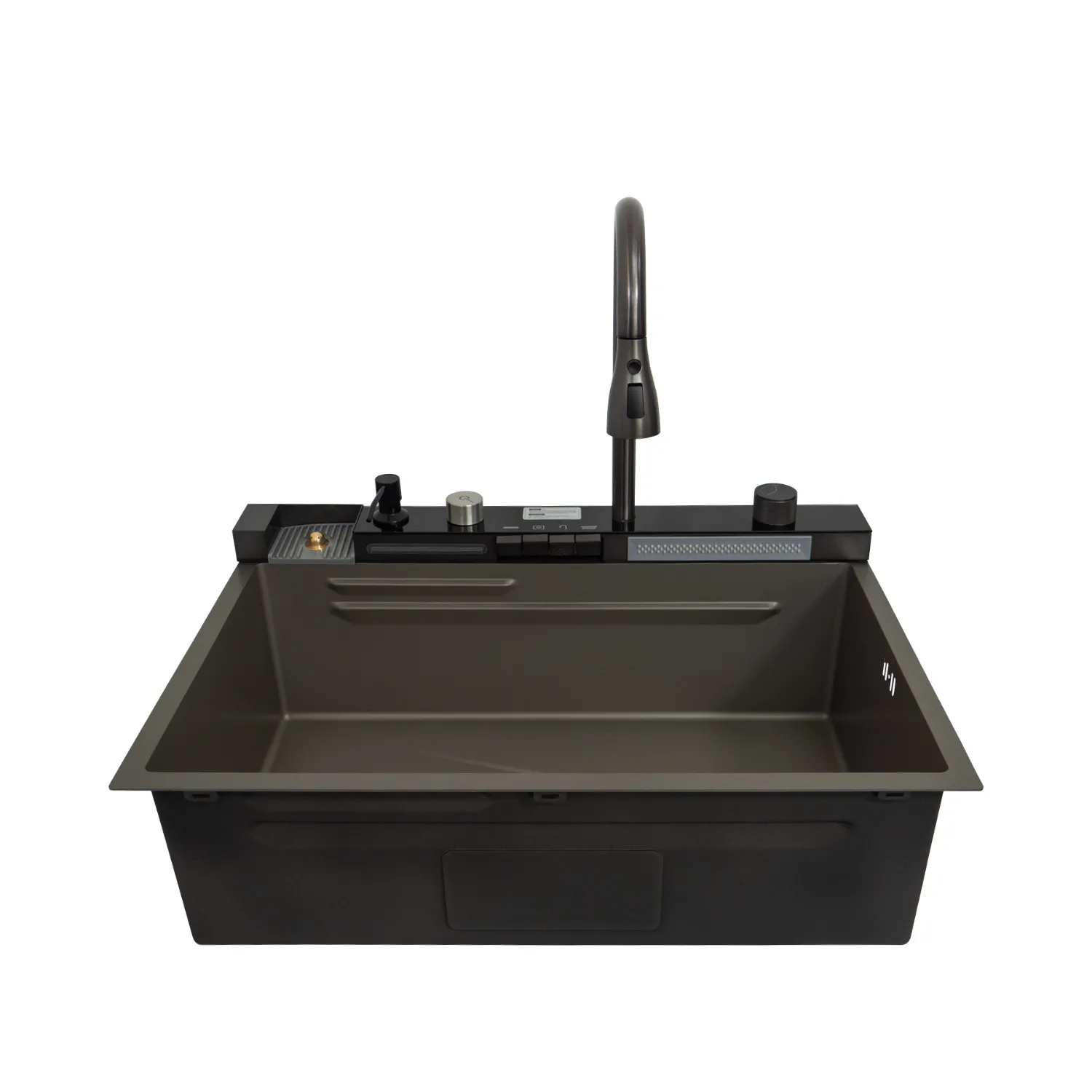 Кухонная мойка handmade SanDonna HD7550 (Чёрный) с регулируемым каскадным смесителем