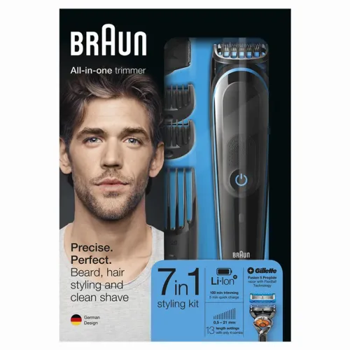Trimmer pentru bărbați Braun MGK5045, Negru | Albastru