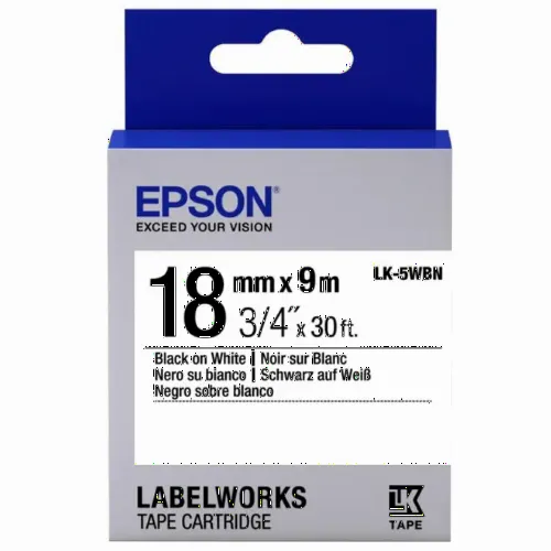 Cartuş de bandă Epson LK-5WBN, 18 mm x 9 m