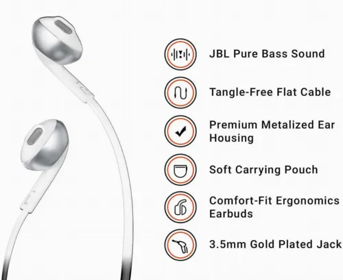 Căști JBL Tune 205, Argintiu