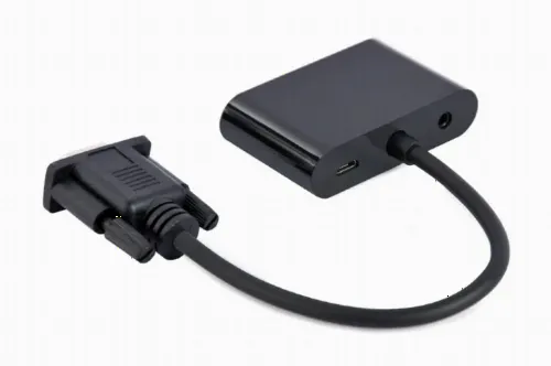Adaptor Cablexpert A-VGA-HDMI-02, VGA D-Sub (M) - HDMI (F) + VGA, 0.15 m, Negru