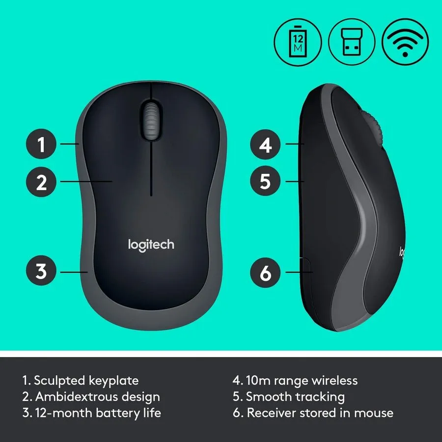 Клавиатура и мышь Logitech MK270, Беспроводное, Чёрный