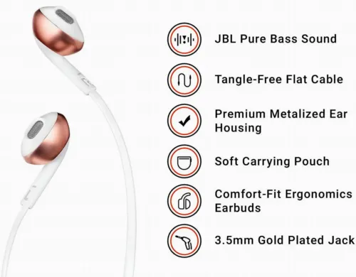 Căști JBL Tune 205, Auriu
