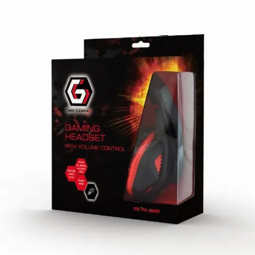 Căști gaming Gembird GHS-03, Cu fir, Negru/Roșu
