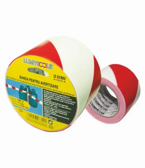 Banda avertizare rosu/alb LUMYTOOLS 100m x 75mm