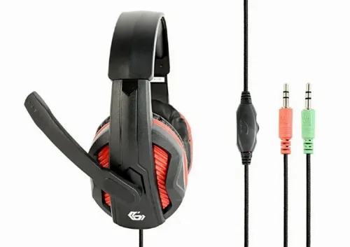 Căști gaming Gembird GHS-03, Cu fir, Negru/Roșu